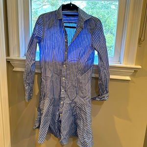 Men's button down styled blue striped shirt dress, worn once
